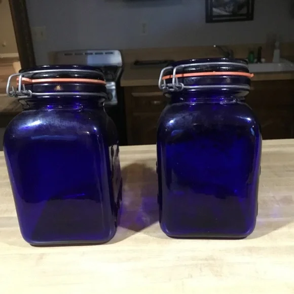 2 Cobalt Blue Italian Jars